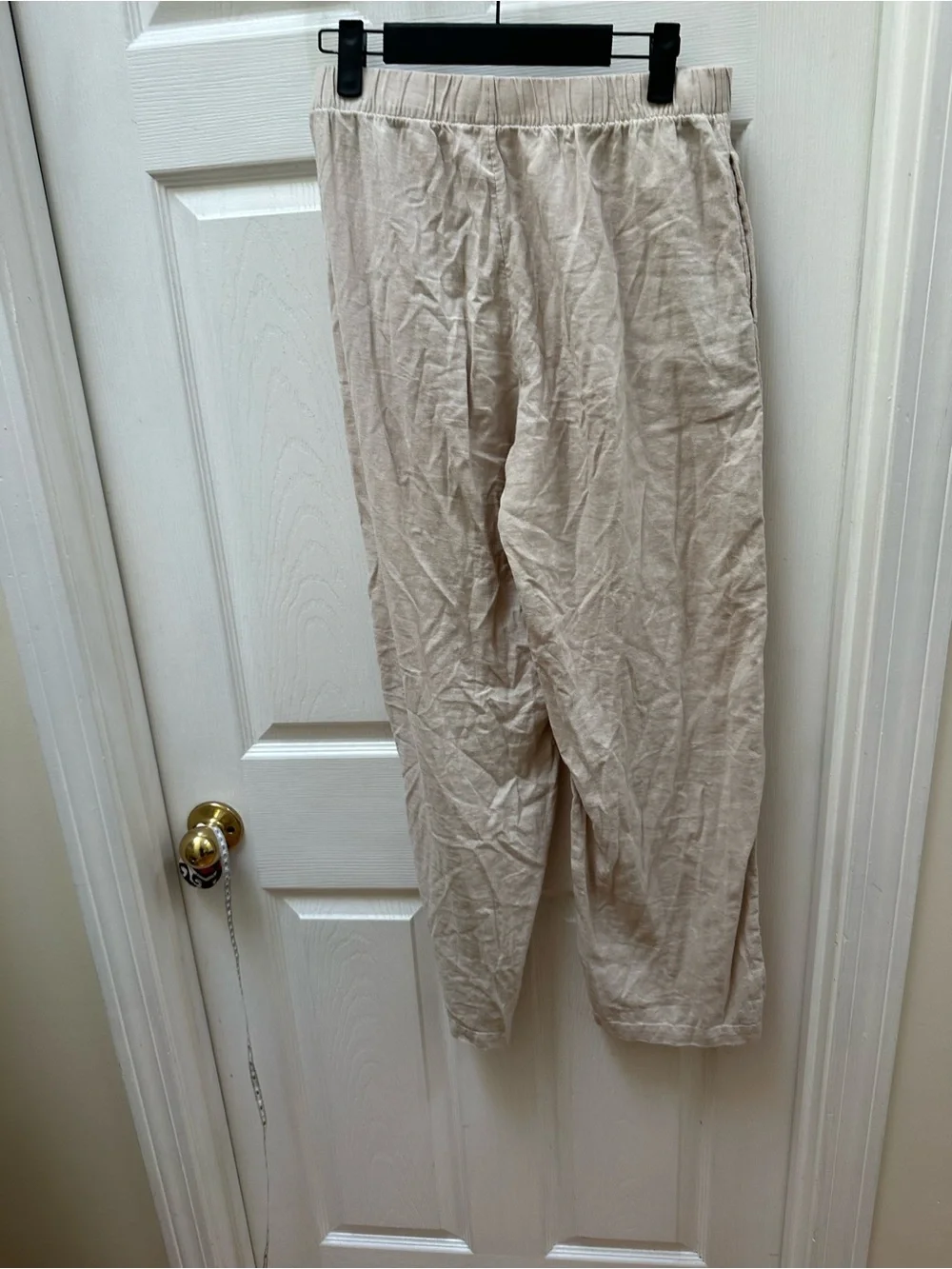 Babaton Sontag Linen Pant Neutral Drawstring Wide-Leg Trousers s small tan